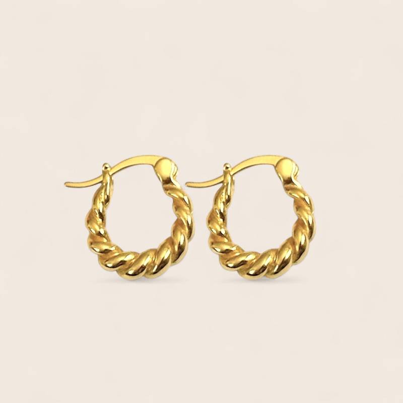 Mini Twisted Croissant U-Förmige Creolen Minimalistisch, Aus 925Er Silber 14K Vergoldet von NINASIAjewelry