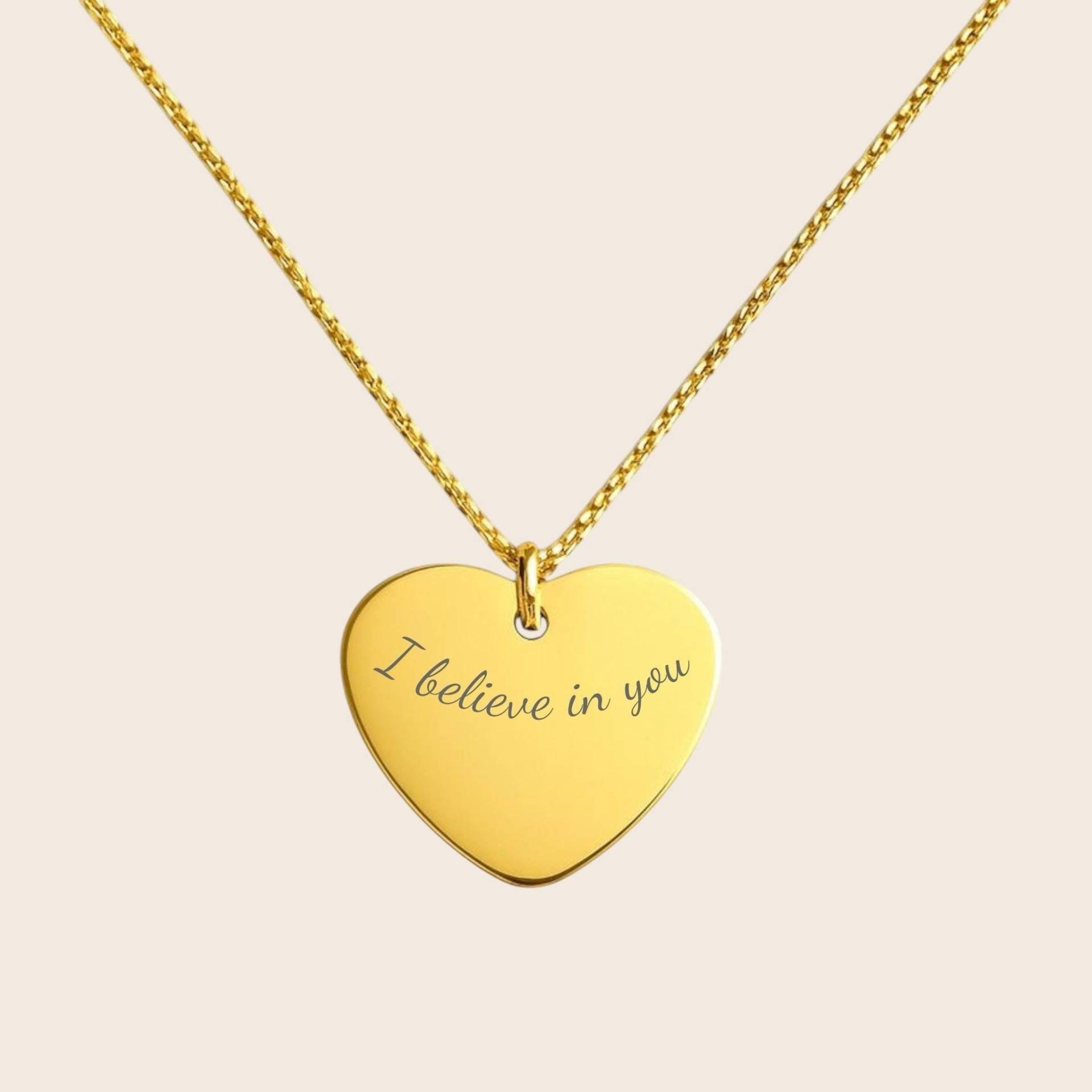 Personalisierte „I Believe in You" Gravur Herzförmige Halskette - 925 Silber 18K Vergoldet von NINASIAjewelry