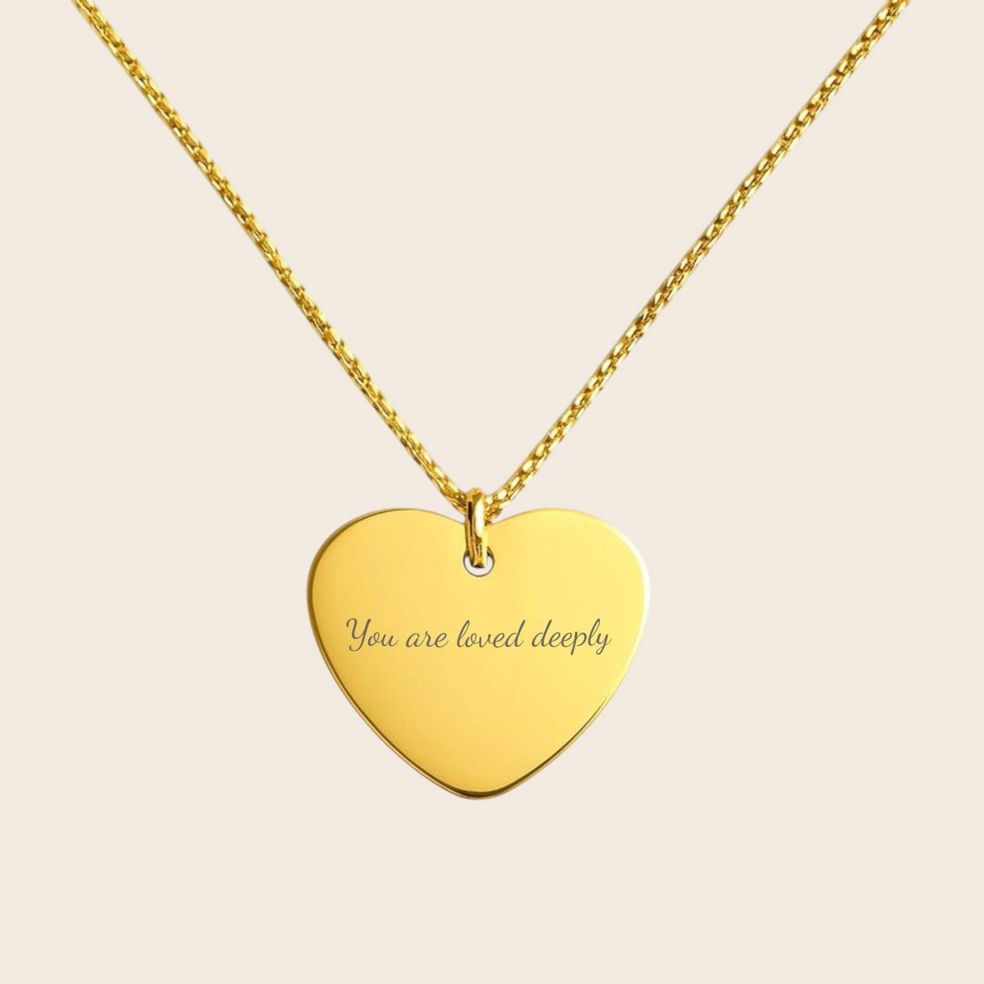 Personalisierte „You Are Loved Deeply" Gravur Herzförmige Halskette - 925 Silber 18K Vergoldet von NINASIAjewelry