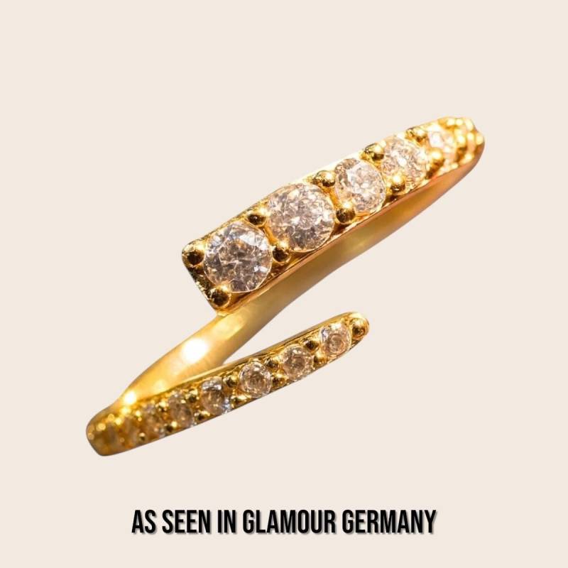 Ring Umarmung Mit Zirkonia Diamaten-Inlay 925 Silber 18K Vergoldet von NINASIAjewelry