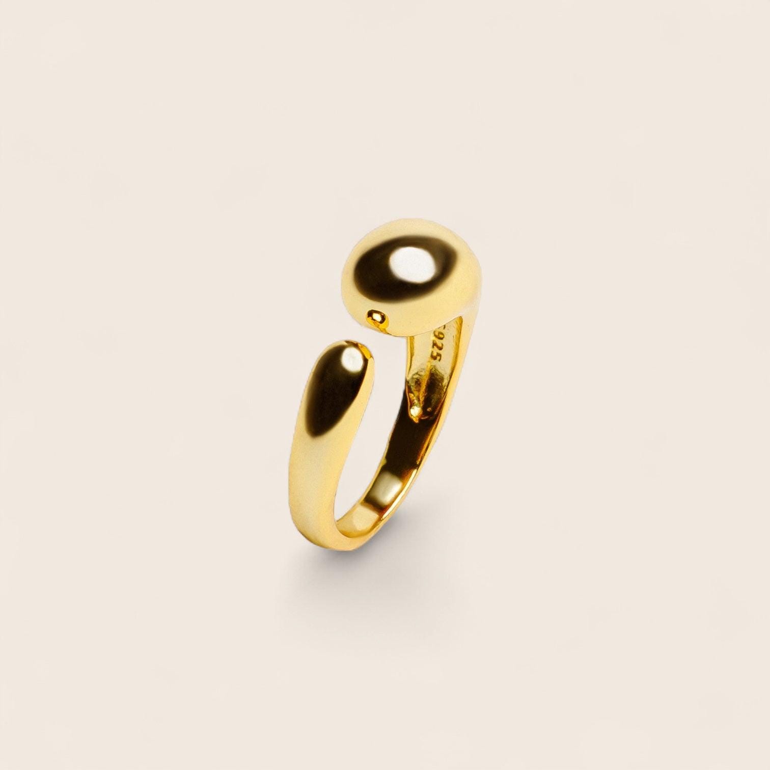 Umarmung Statement Verstellbarer Tropfenring 925 Silber Vergoldet von NINASIAjewelry