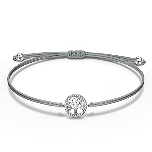 NINAWISH Armband Damen Silber - Freundschaftsarmband, Lebensbaum Kette, Erstkommunion Geschenke für Mädchen von NINAWISH