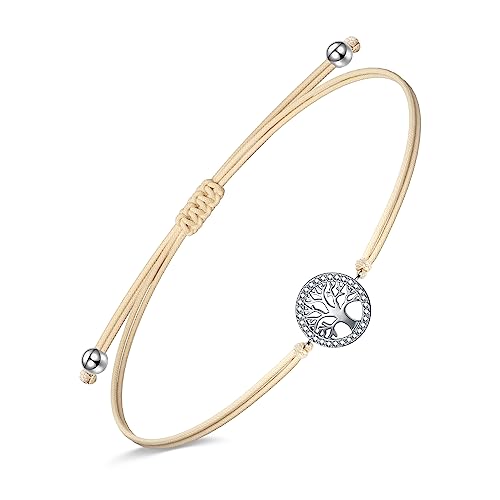 NINAWISH Armband Damen Silber, Freundschaftsarmband FußKette Damen, Lebensbaum Kette, Armband MäDchen, Lebensbaum Armband, Erstkommunion Geschenke Mädchen, Armreif Damen, Armband Herren von NINAWISH