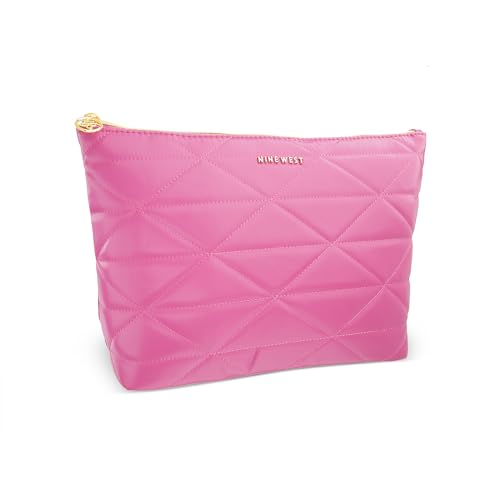 NINE WEST Damen Kosmetiktasche - Reise Make-up und Toilettenartikel Top Zip Wedge Pouch, Pink, Einheitsgröße von NINE WEST