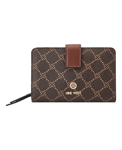 Nine West Damen Lockup 9s French Designer Trend Wallet ID Case, Braunes Logo, Mahagoni, Medium von NINE WEST