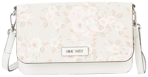 Nine West Damen Shonda SLG Wallet on a String Deisgner, Schwarze Tragetasche, Schlinge, Geldbörse, Handtasche, Trendtasche, Schultertasche, Milch Logo Floral von NINE WEST