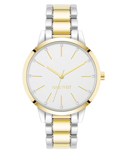 NINE WEST Women's Crystal Accented Bracelet Watch Two-Tone von NINE WEST