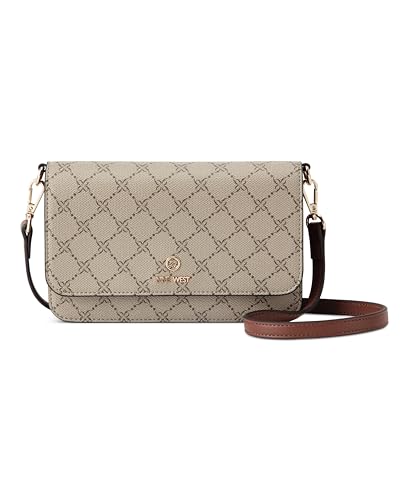 Nine West Lockup 9s Phone Wallet Crossbody, Beigefarbenes Logo/Mahagoni, Mini Nine West Lockup 9s Phone Wallet Crossbody, Beigefarbenes Logo/Mahagoni, Mini von Nine West