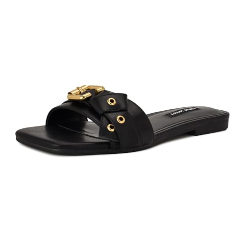 Nine West Missj Flache Sandalen für Damen, Schwarz 001, 41 EU von NINE WEST