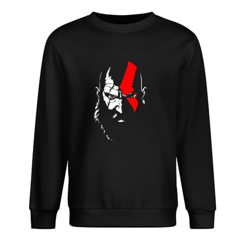 NINEAIR God of Kratos War Gaming Adult 100% Cotton Men Pullover Long Sleeve Crewneck Unisex Sweatshirts Black XL von NINEAIR