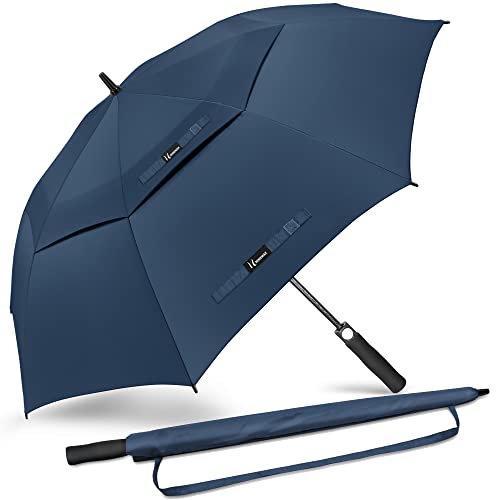 NINEMAX Golf Schirm Sturmfest M - Übergröße Regenschirm Automatisch Öffnen - Extra Große Regenschirme Doppeltes Vordach für Reisen,Golfen(Marineblau) von NINEMAX