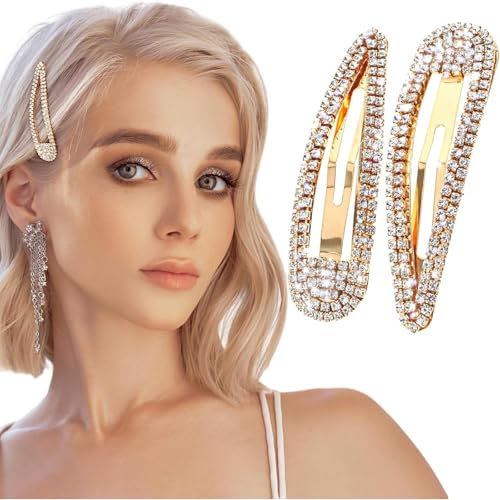 NINFEIQI Glitzer-Haarspangen, Strass-Haarspangen, Metall-Haarspangen für Damen und Mädchen, 2 Stück von NINFEIQI
