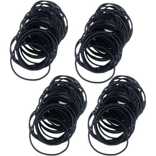 NINFEIQI Haarbänder, 2 mm, elastische Pferdeschwanz-Halter, starke Haargummis für Damen, Herren, Mädchen, Kinder, 100 Stück von NINFEIQI