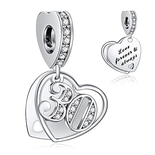 NINGAN 30 Charme-Charms-Anhänger 925 Sterling Silber Charm Bead für Chamilia und europäische Armbänder und Halsketten von NINGAN