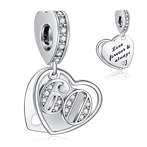 NINGAN 60 Charme-Charms-Anhänger 925 Sterling Silber Charm Bead für Chamilia und europäische Armbänder und Halsketten von NINGAN