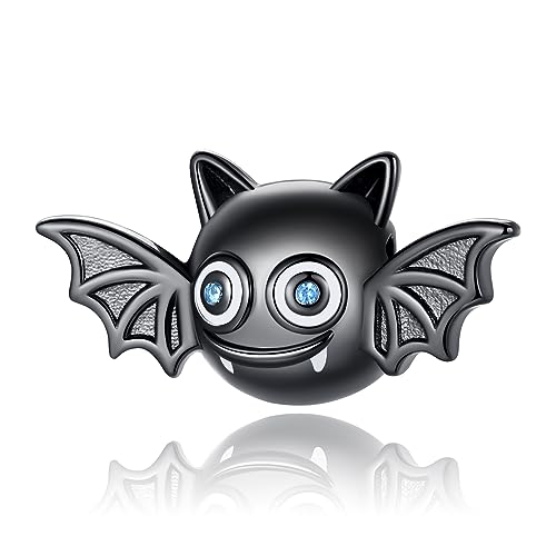 NINGAN 925 Silber Charms schwarz Teufel Fledermaus Damen Armband String Perlen Halloween Familie Freunde Schmuck Geschenk von NINGAN