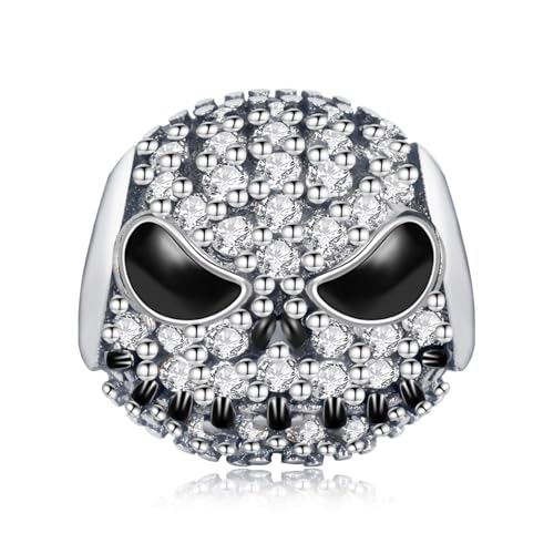 NINGAN 925 Silber Skelett Schädel Charms 5A Zirkon Damen Armband String Perlen Halloween Familie Freunde Schmuck Geschenk von NINGAN