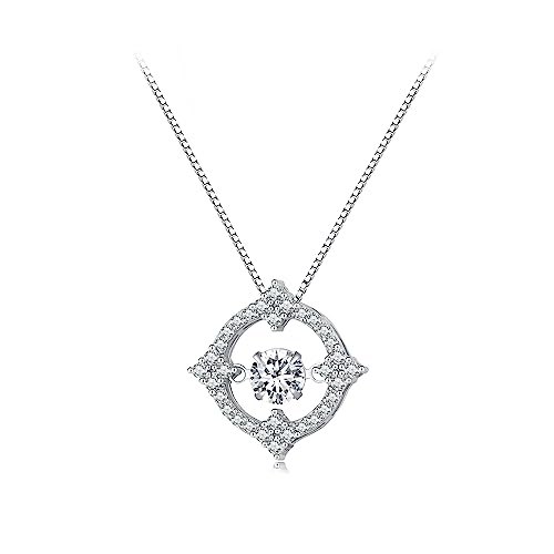 NINGAN 925 Sterling Silber Kollektion Sparkling Dance Halsketten Glänzende Moissanite Anhänger Halskette Geschenke für Damen von NINGAN