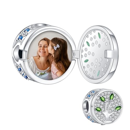 NINGAN 925 Sterling Silber Personalisierte Charme, HerzföRmige, Quadratische Charme, Personalisierte Foto Benutzerdefinierte AnhäNger, FüR Frauen ArmbäNder(Stammbaum) von NINGAN