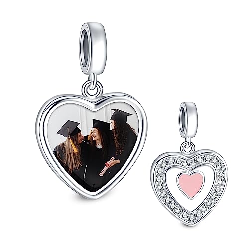 NINGAN 925 Sterling Silber Personalisierte Foto Charm Herz geformt Anhänger Geeignet für Damenarmbänder und -ketten Kundenspezifische Geschenke von NINGAN