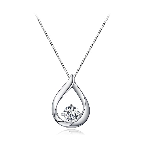 NINGAN 925 Sterling Silber Wasser Tropfen Moissanite Halskette Frauen Anhänger Halskette Valentinstag Geburtstag Geschenk von NINGAN