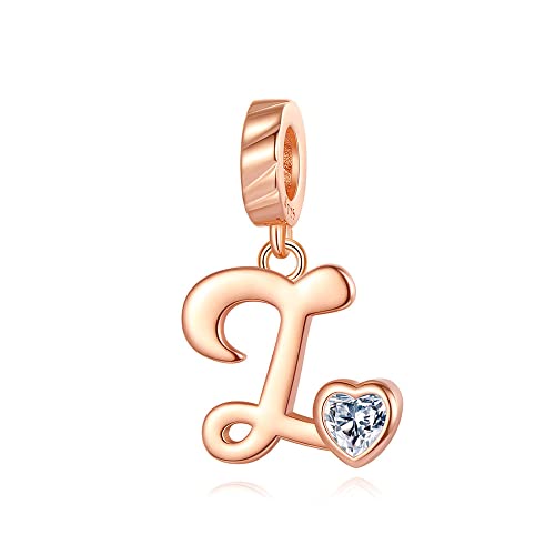 NINGAN Brief Z Anhänger Charm Rose Gold 950 Sterling Silber Brief Charms,CZ Birthstone Anhänger Geschenke für Geburtstag von NINGAN