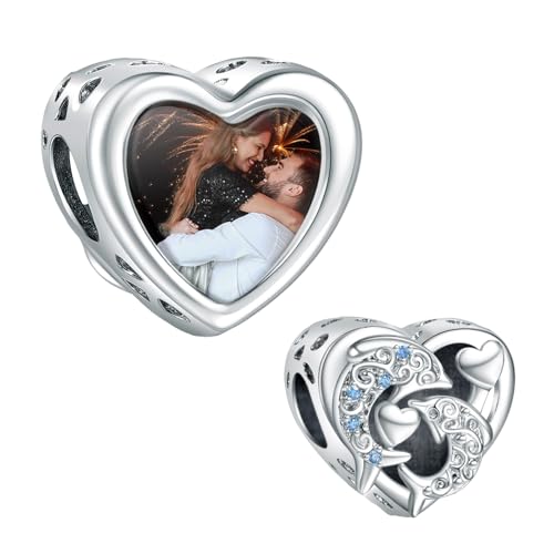 NINGAN Dolphin Charm personalisierte Herz Bild Charms 925 Sterling Silber Fit Damen Armband Halskette DIY Geschenk für Frauen von NINGAN