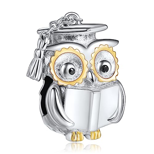 NINGAN Dr. Owl 925 Sterling Silber Perlen für Abschlussfeier Saison Graduation Geschenk Frauen Armband Perlen Geburtstag Jahrestag Geschenk von NINGAN