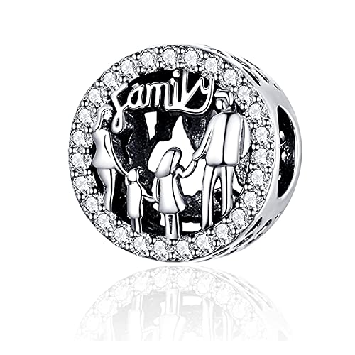 NINGAN Familie Charme-Charms-Anhänger 925 Sterling Silber Charm Bead für Chamilia und europäische Armbänder und Halsketten (Familie Charme) von NINGAN