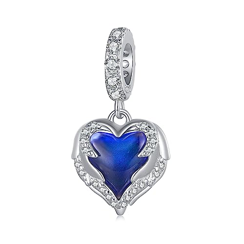 NINGAN Thermoempfindlicher Stein Guardian's Heart Anhänger 925 Sterling Silber Anhänger Geeignet für Damen Armband Halskette für Ehefrau und Geliebte von NINGAN