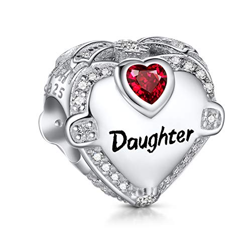 NINGAN Ich liebe Tochter Charms passen Pandora Armbänder 925 Sterling Silber Charm Perle für Armbänder & Halsketten Geburtstag Geschenk für Frauen Mutter von NINGAN