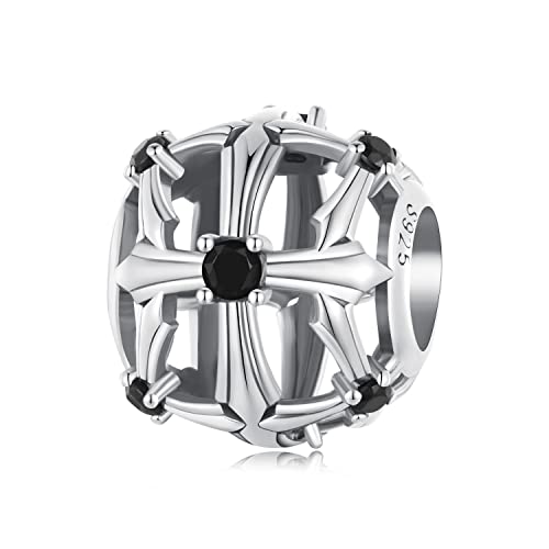 NINGAN Kreuzigung Charms 925 Sterling Silber durchbrochene Perlen Religiöser Glaube Anhänger kompatibel mit Damen-Armband Halskette Weihnachtliche Geburtstagsgeschenke von NINGAN