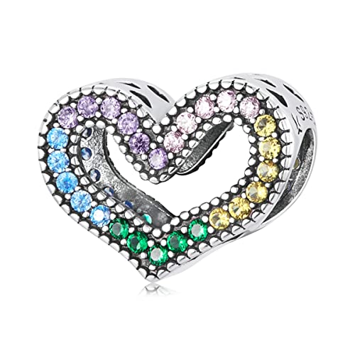 NINGAN Liebe Herz Charme Charme-Charms-Anhänger 925 Sterling Silber Charm Bead für Chamilia und europäische Armbänder und Halsketten von NINGAN