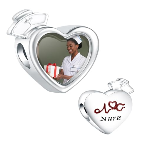 NINGAN Liebe Krankenschwester Hut Charme personalisierte Herz Bild Charmes 925 Sterling Silber Fit Frauen Armband Halskette Geschenk für Frauen von NINGAN