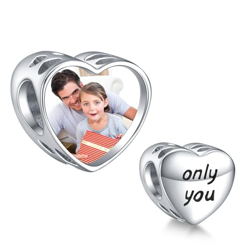 NINGAN Personalisierte Foto Charme Personalisierung Brief 925 Sterling Silber Only YOU Charme Perle kompatibel mit Frauen Armband Halskette von NINGAN
