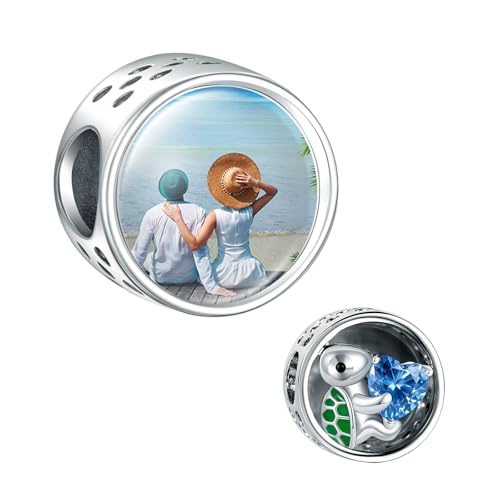 NINGAN Schildkröte 5A Zirkon Runde Charme personalisierte Bild Charmes 925 Sterling Silber Fit Frauen Armband Halskette DIY Geschenk für Familienfreund von NINGAN