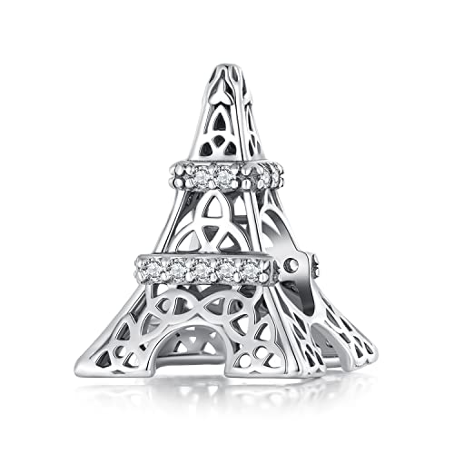 NINGAN Sterling Silber 925 Eiffelturm Charme Gehe zu Reise Serie Perlen passend für Damen Armband von NINGAN