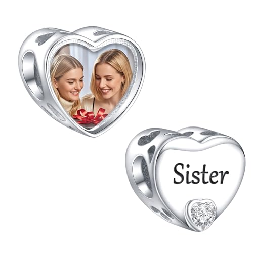 NINGAN benutzerdefinierte Foto Charms 925 Sterling Silber Herz geformte personalisierte Charms passen Schwester Armband Familie Gedenkstätte für Frauen von NINGAN