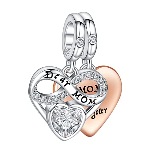 NINGAN liebe Mama 925 Sterling Silber Anhänger Infinite Heart Rose Gold Anhänger Geeignet für Damen Armband Halskette von NINGAN
