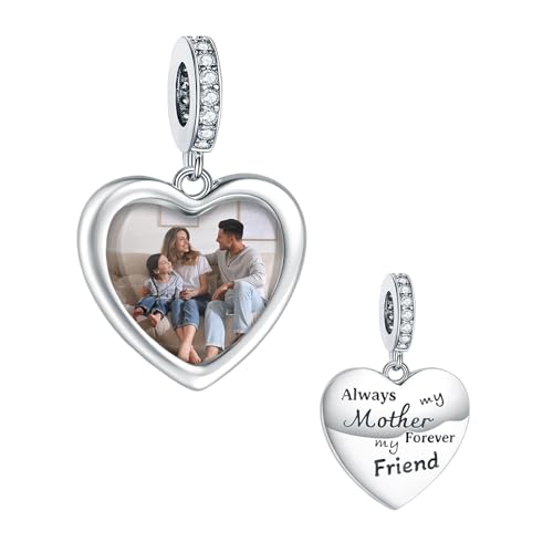 NINGAN personalisiertes Herz Foto Charme immer meine Mutter Mein für immer Freund 925 Sterling Silber Fit Damen Armband Halskette Mutter Geschenk von NINGAN