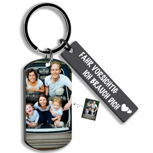 NINGSANJIN Schlüsselanhänger Personalisiert, Fahr vorsichtig Schlüsselanhänger, Personalisierte Schlüsselanhänger mit Foto, Schlüsselanhänger für Paare DIY Auto Schlüsselanhänger (Schwarz-2) von NINGSANJIN