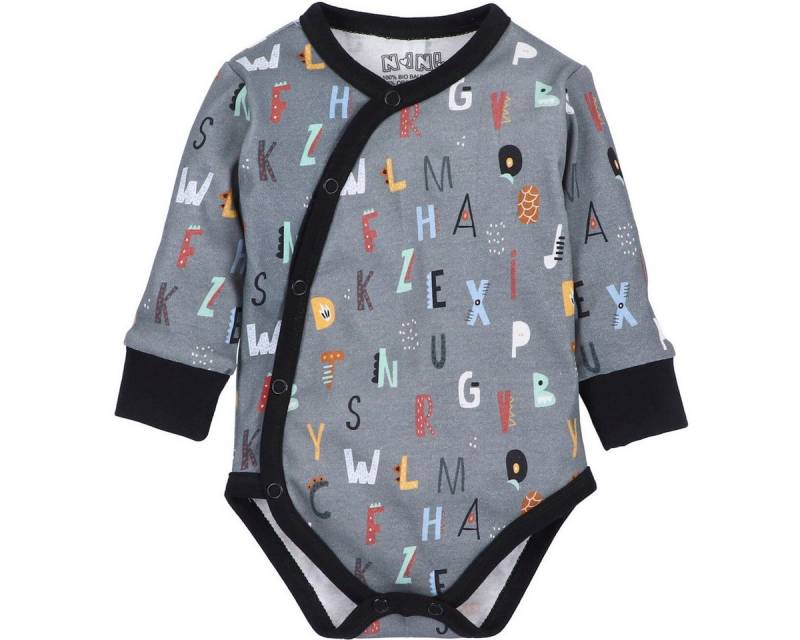 NINI Langarmwickelbody Buchstaben Unisex Kinder (1-tlg) Langarm Einteiler, Body, Longsleeve-Body, Bodysuit, Stretchbody von NINI