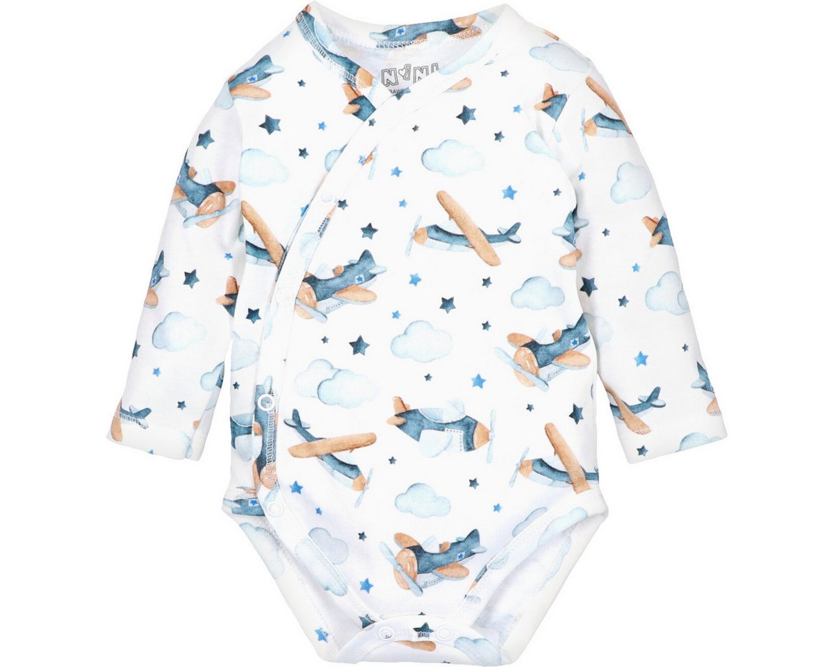 NINI Langarmwickelbody Flugzeug Unisex Kinder (1-tlg) Langarm Einteiler, Body, Longsleeve-Body, Bodysuit, Stretchbody von NINI