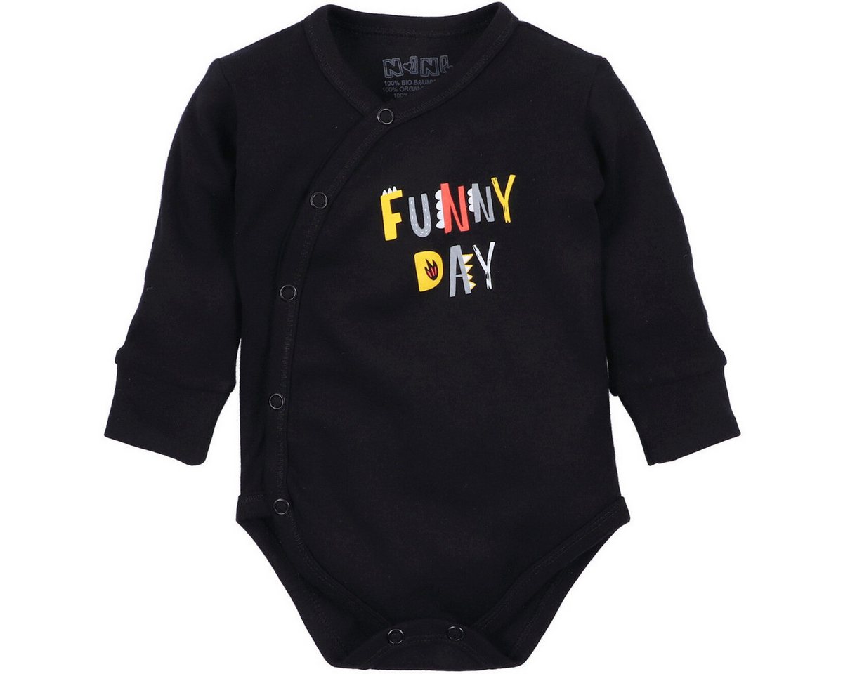 NINI Langarmwickelbody Funny Day Unisex Kinder (1-tlg) Langarm Einteiler, Body, Longsleeve-Body, Bodysuit, Stretchbody von NINI