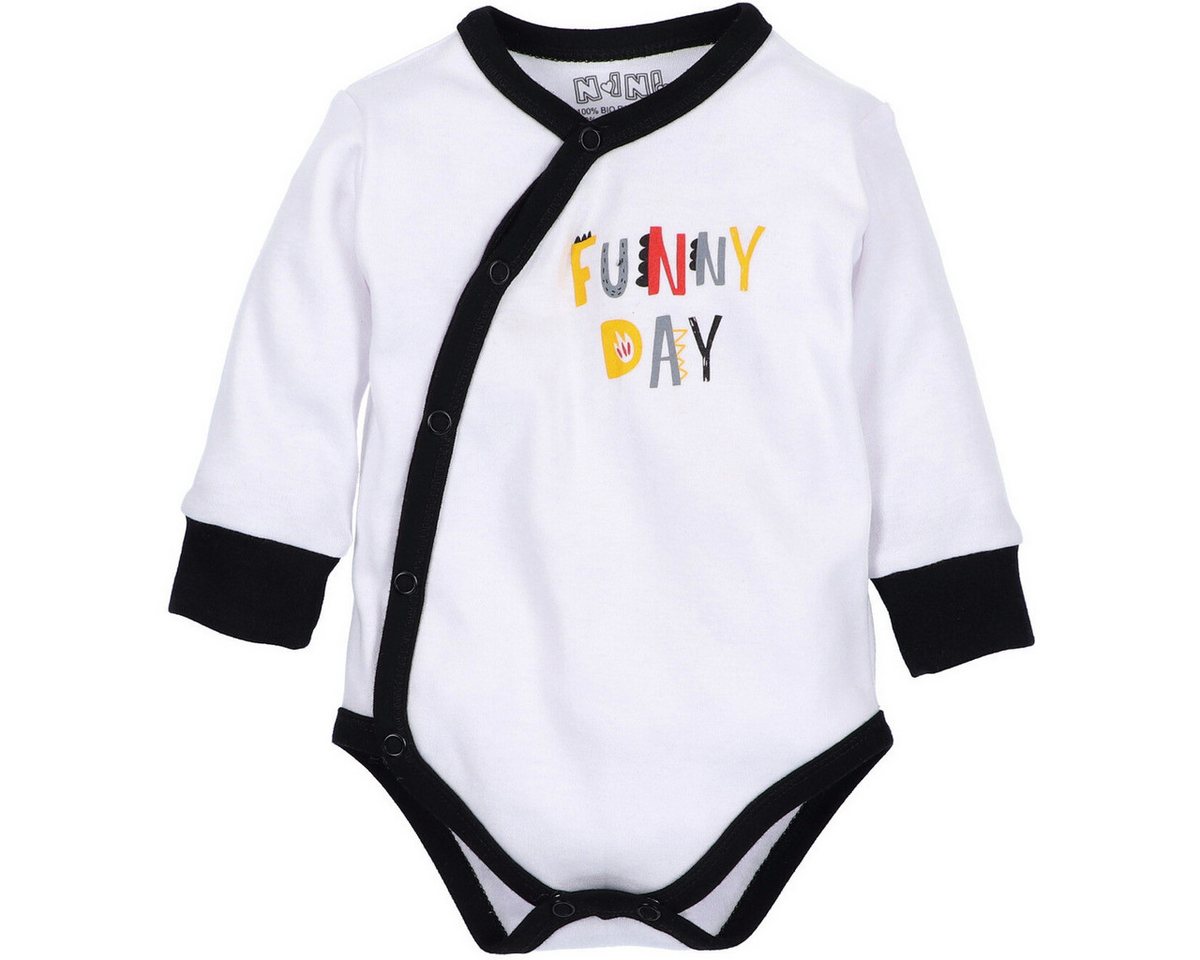 NINI Langarmwickelbody Funny Day Unisex Kinder (1-tlg) Langarm Einteiler, Body, Longsleeve-Body, Bodysuit, Stretchbody von NINI