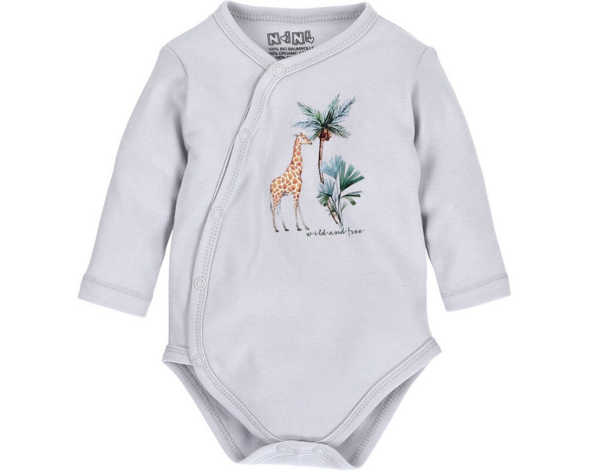 NINI Langarmwickelbody Giraffe Unisex Kinder (1-tlg) Langarm Einteiler, Body, Longsleeve-Body, Bodysuit, Stretchbody von NINI