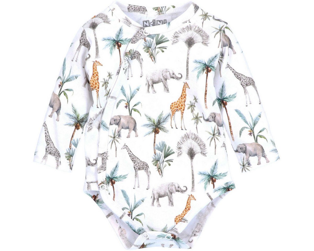 NINI Langarmwickelbody Safari Unisex Kinder (1-tlg) Langarm Einteiler, Body, Longsleeve-Body, Bodysuit, Stretchbody von NINI