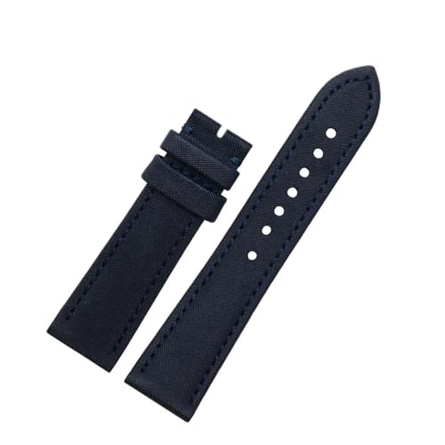 NINOMA 23 mm gewebtes Nylon-Rindslederarmband mit Faltschließe, geeignet for Blancpain Fifty Fathoms 5000 5015, blau-schwarzes Armband(Blue no clasp) von NINOMA