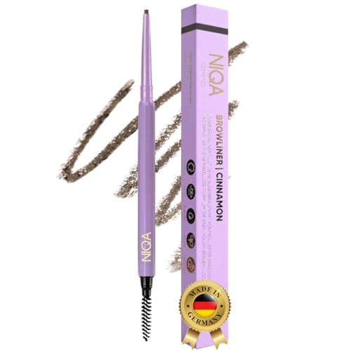NIQA Augenbrauenstift wasserfest braun, Halal, Vegan, Wischfest, Eyebrow Pencil Brown Waterproof, Brauenstift mit Bürste für perfekt definierte Augenbrauen, Lange Haltbarkeit, Farbton: Cinnamon von NIQA COSMETICS