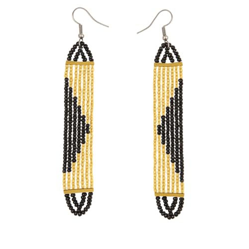 NIRALI Geometria Langer Ohrstecker, moderne Tribal-Eleganz, die Macht des Wesentlichen; Kollektion Maasai Boho-Chic Tribal, Damenohrringe, ideal als Geschenk., Largos, Perlen, Kein Edelstein NIRALI Geometria Langer Ohrstecker, moderne Tribal-Eleganz, die Macht des Wesentlichen; Kollektion Maasai Boho-Chic Tribal, Damenohrringe, ideal als Geschenk., Largos, Perlen, Kein Edelstein von NIRALI